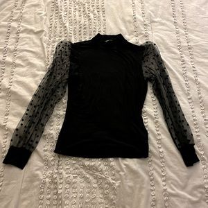 Sheer Sleeved Polka Dot Top